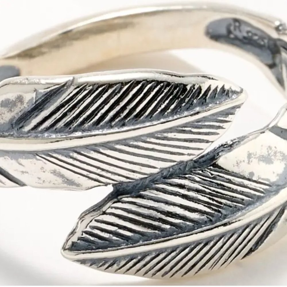 American West 925 Sterling Silver Feather Wrap Ring - Picture 2 of 3